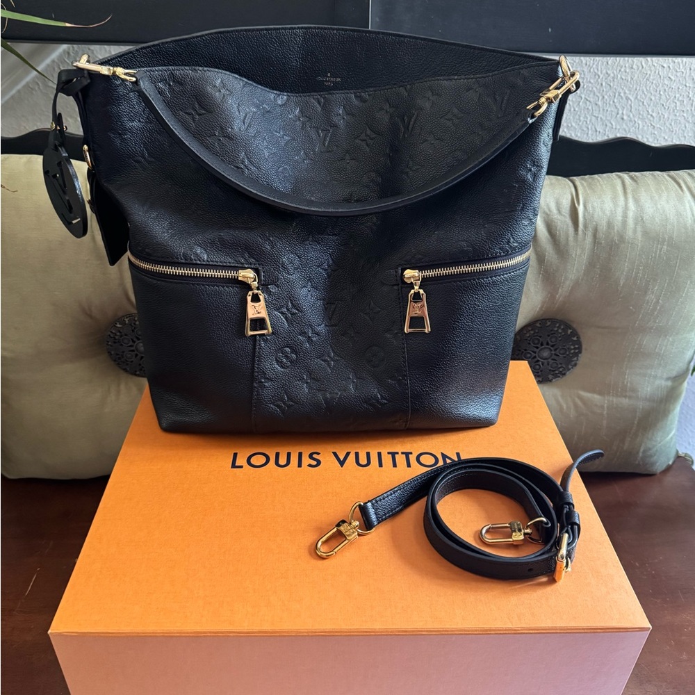 Louis Vuitton Black Shoulder Bag with Gold Accents